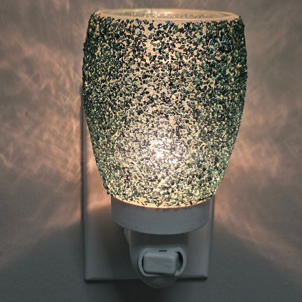 Scentsy Glitter Teal Mini Warmer Wall Plug-In Wax Melter Retired Sparkle Bling